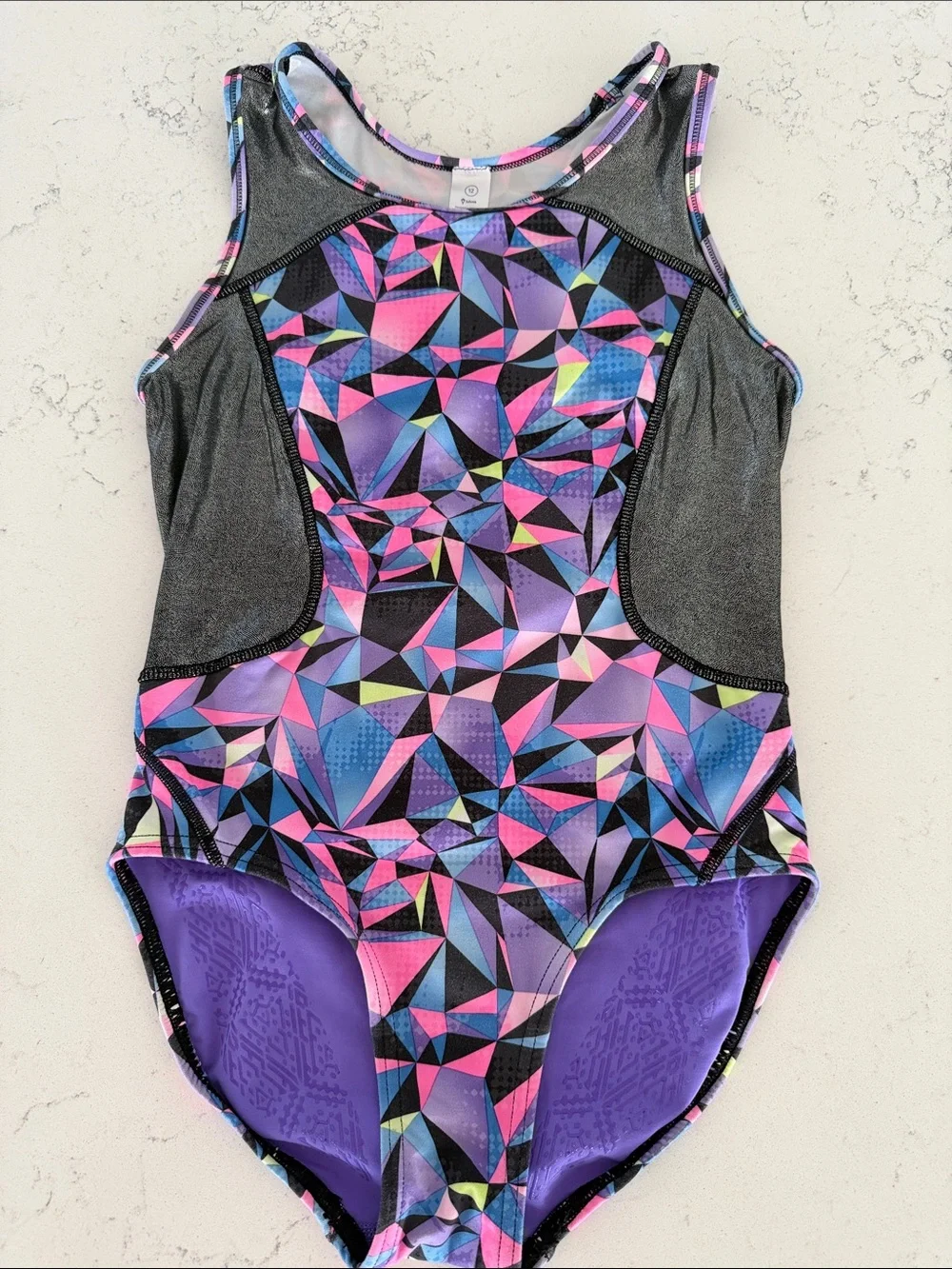 Ivivva by lululemon Girls 12 Purple Geometric One-Piece Sleeveless Leotard